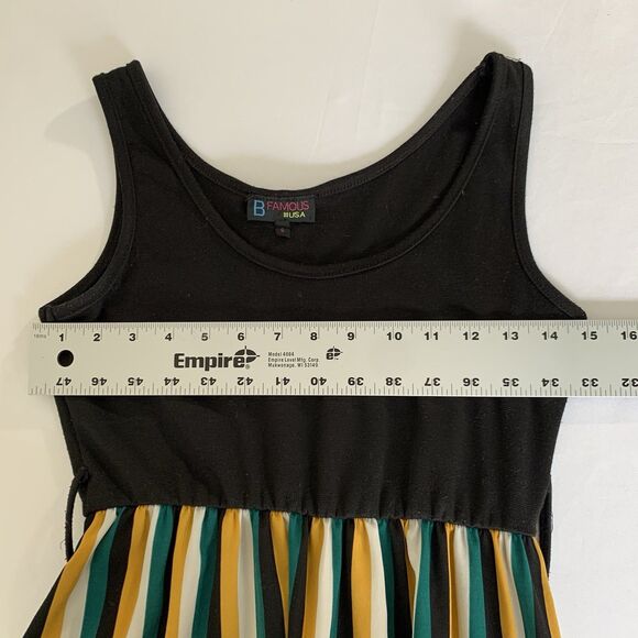 B Famous Maxi Dress Women S Black Green Yellow Stripe Stretch Flowy Vacation - Picture 7 of 9